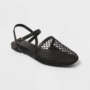 Black Vanna Fishnet Slingback Flats from A New Day - NWT